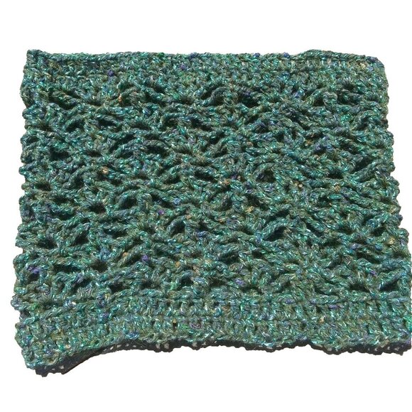 Handmade Accessories - Handmade Women's Loop Scarf Cowl Crochet Alpaca Neckwarmer Lace Green Glitter